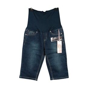 Bella Vida Maternity‎ Denim Capri Pants Large Embellished Pockets New